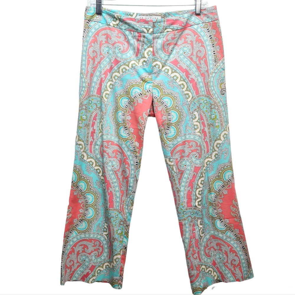 Trina Turk Capri Pants Paisley Blue Womens Size 8